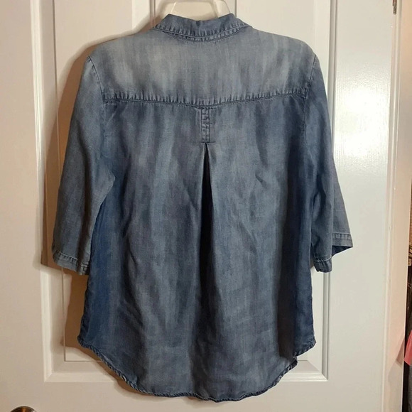 EUC BELLA DAHL womens blue sz large pullover denim shirt - Picture 8 of 12